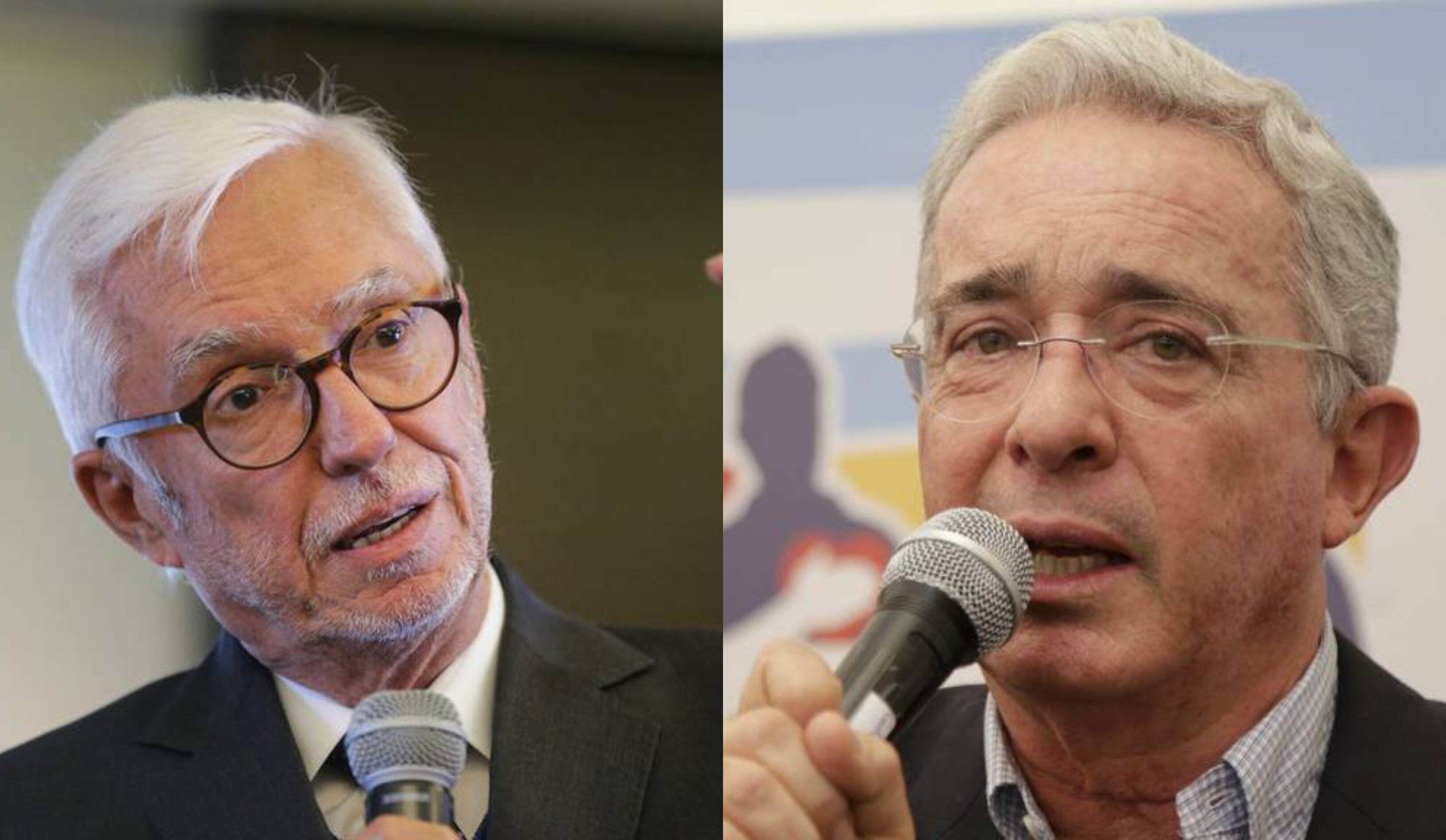 Exsenadorm Jorge Enrique Robledo y expresidente Álvaro Uribe. Fotos: Colprensa