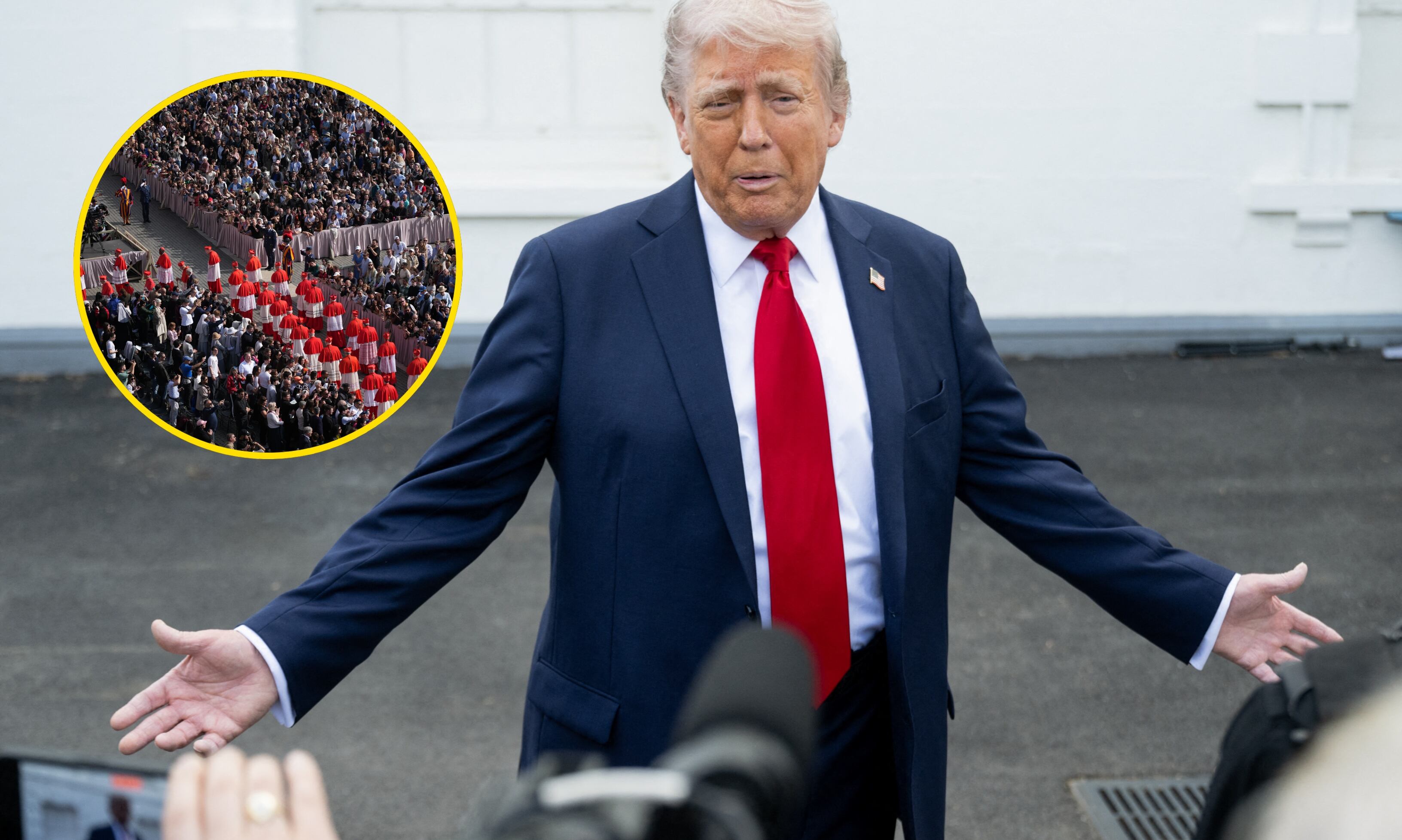 Presidente estadounidense Donald Trump. FOTO: SAUL LOEB/AFP/ Getty Images. //Plaza de San Pedro en el Vaticano. FOTO: Christopher Furlong/Getty Images