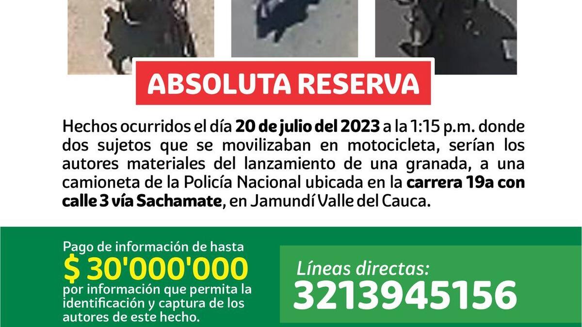 Revelan imagen de sujetos que lanzaron una granada en zona residencial de Jamundí