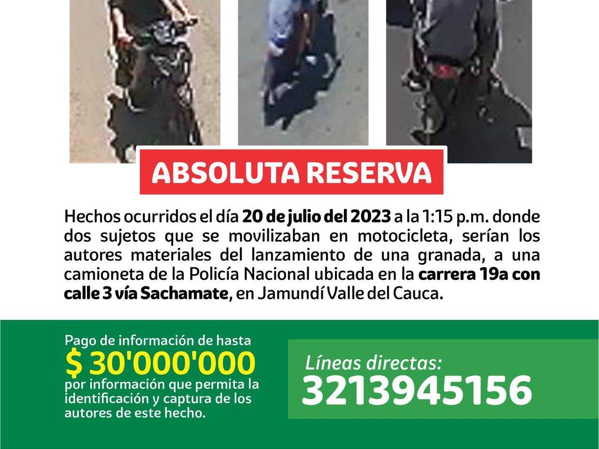 Revelan imagen de sujetos que lanzaron una granada en zona residencial de Jamundí