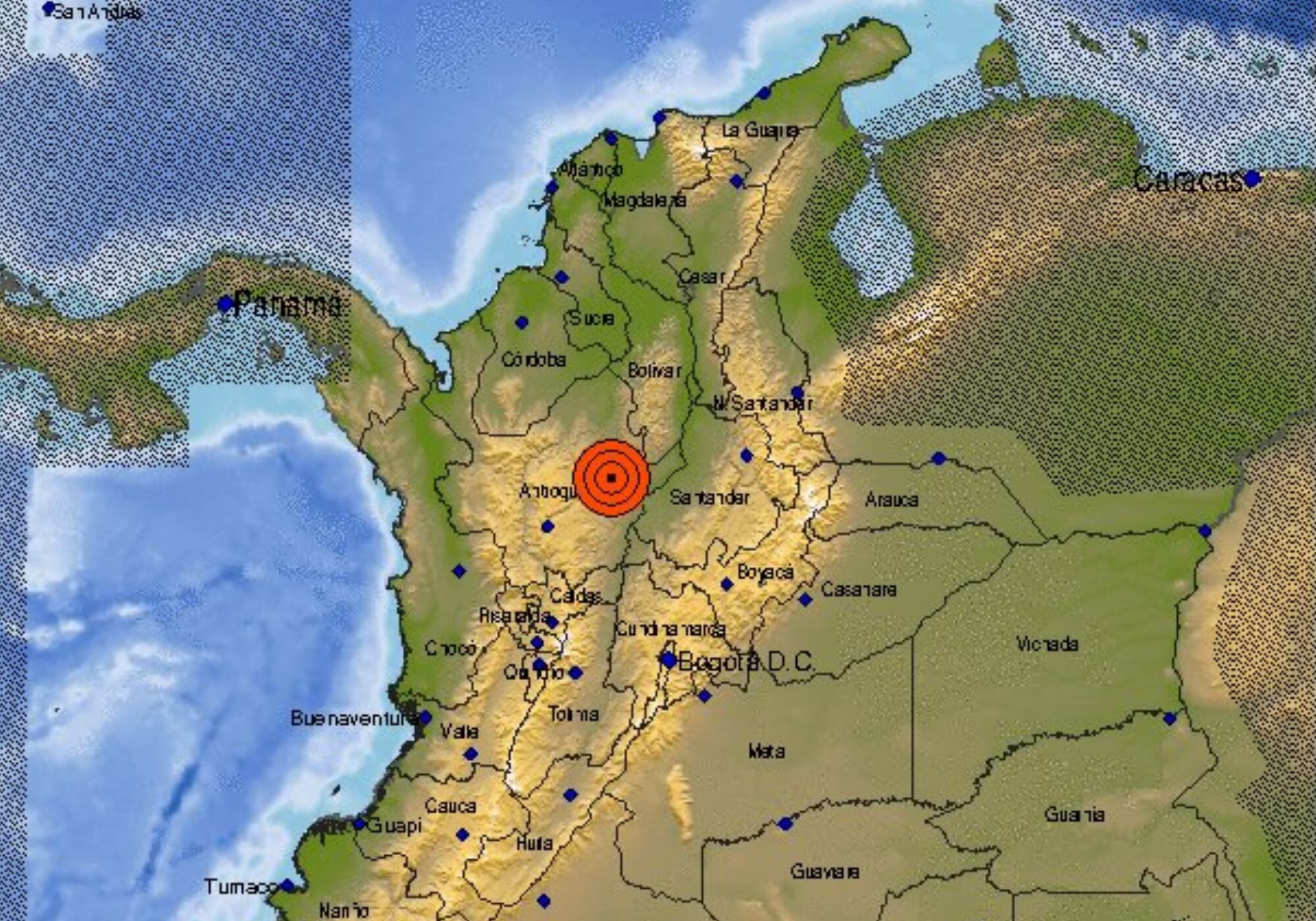 Temblor en Antioquia. Foto: Servicio Geológico Colombiano