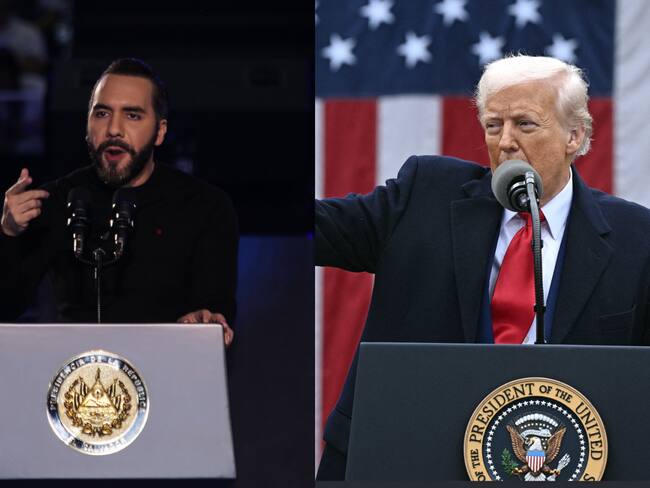 Donald Trump. FOTO:BRENDAN SMIALOWSKI/AFP via Getty Images - Nayib Bukele. FOTO:Alex Peña/Getty Images.