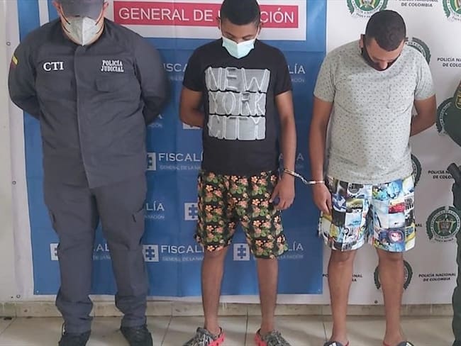 Asegurados presuntos responsables de hurto a una pareja en Cereté, Córdoba. Foto: prensa Fiscalía.