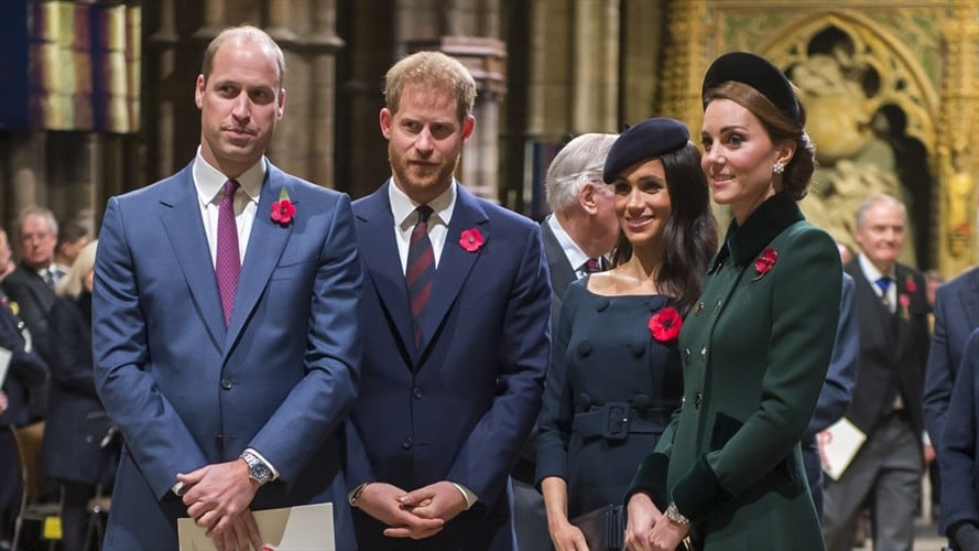 Príncipe Harry, príncipe William, Meghan Markle y Kate Middleton. Foto: Getty Images