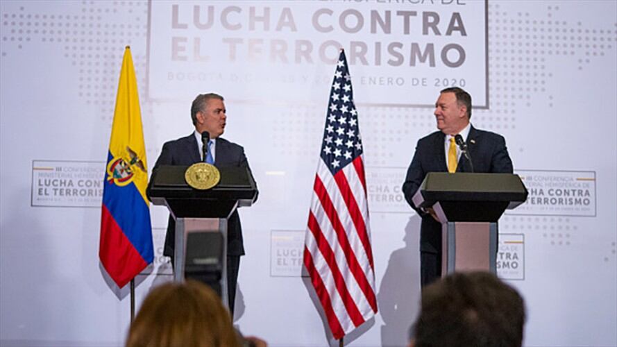 Duque y Pompeo ratificaron su apoyo para enfrentar el coronavirus y la crisis en Venezuela. Foto: Getty Images
