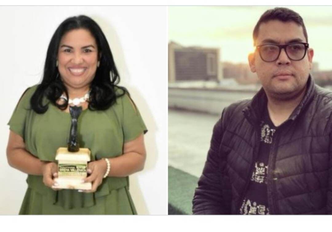 Rosa Rosado, jefa de prensa de la Gobernación; y Jairo Bolívar, productor audiovisual.