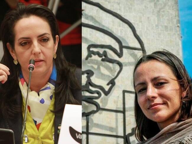 La senadora del Centro Democrático, María Fernanda Cabal y Tanja Nijmeijer, exmiembro de las Farc. Foto: Colprensa