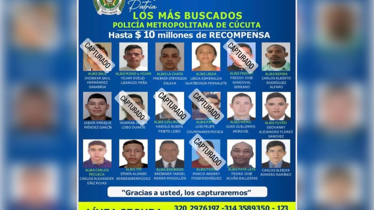 Este es el cartel de los más buscados en la frontera con Venezuela