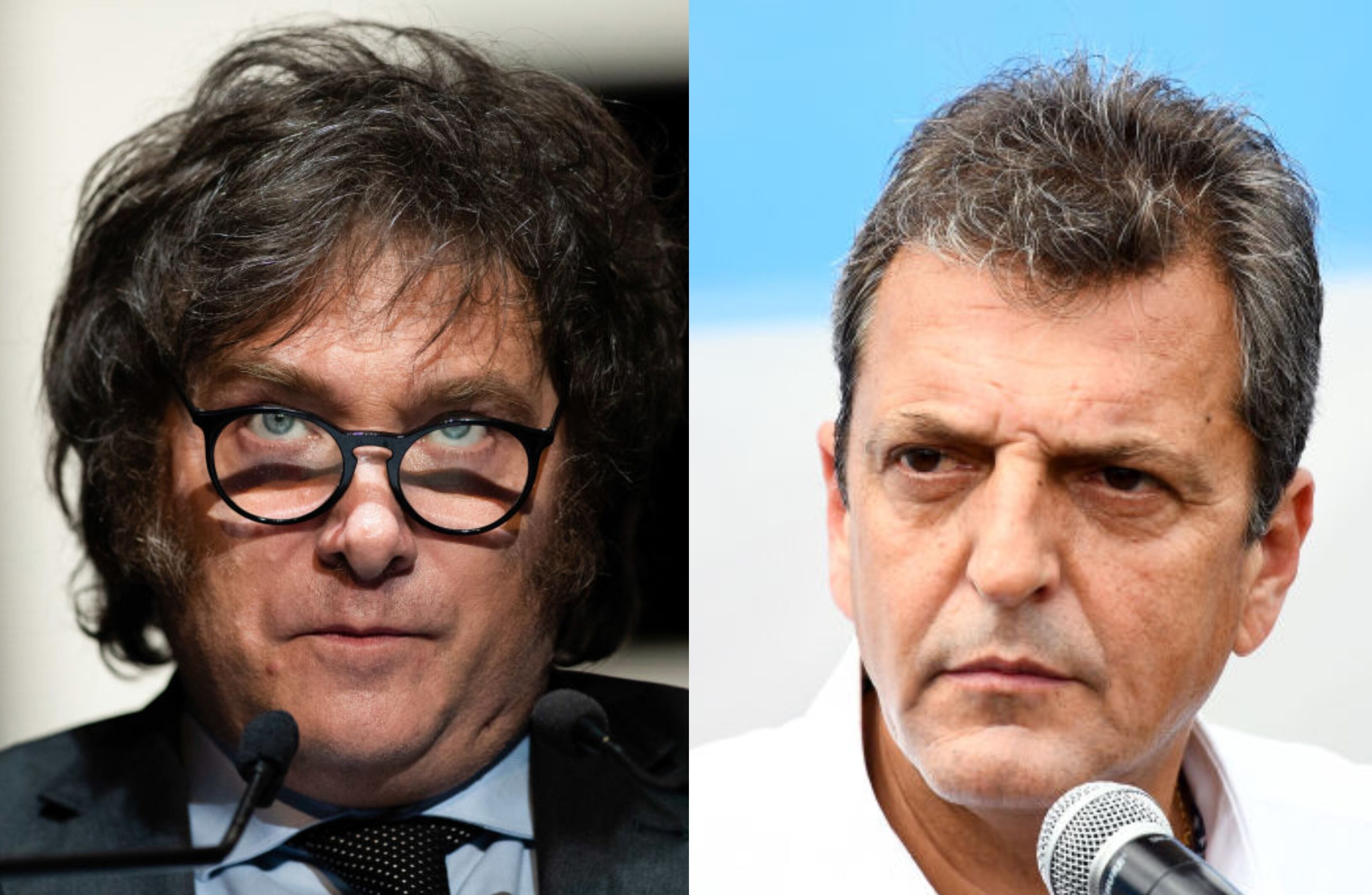 Javier Milei y Sergio Massa. Fotos: GettyImages
