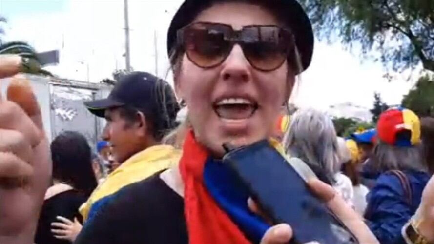Protesta de migrantes venezolanos en Bogotá. Foto: La WCon Vicky Dávila