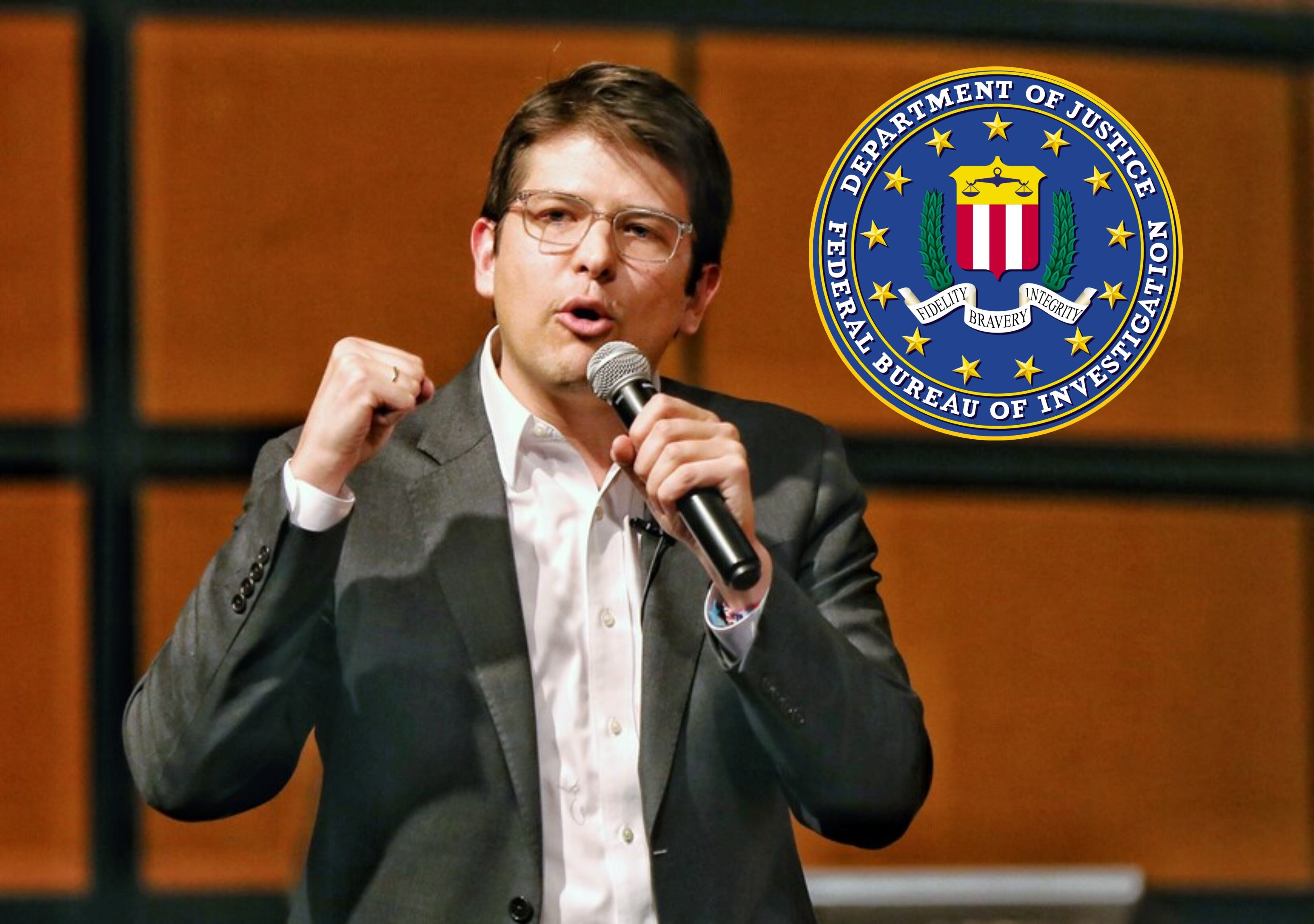 Miguel Uribe y logo de la Oficina Federal de Investigaciones de EE.UU. - FBI. Fotos: Colprensa / fbi.gov