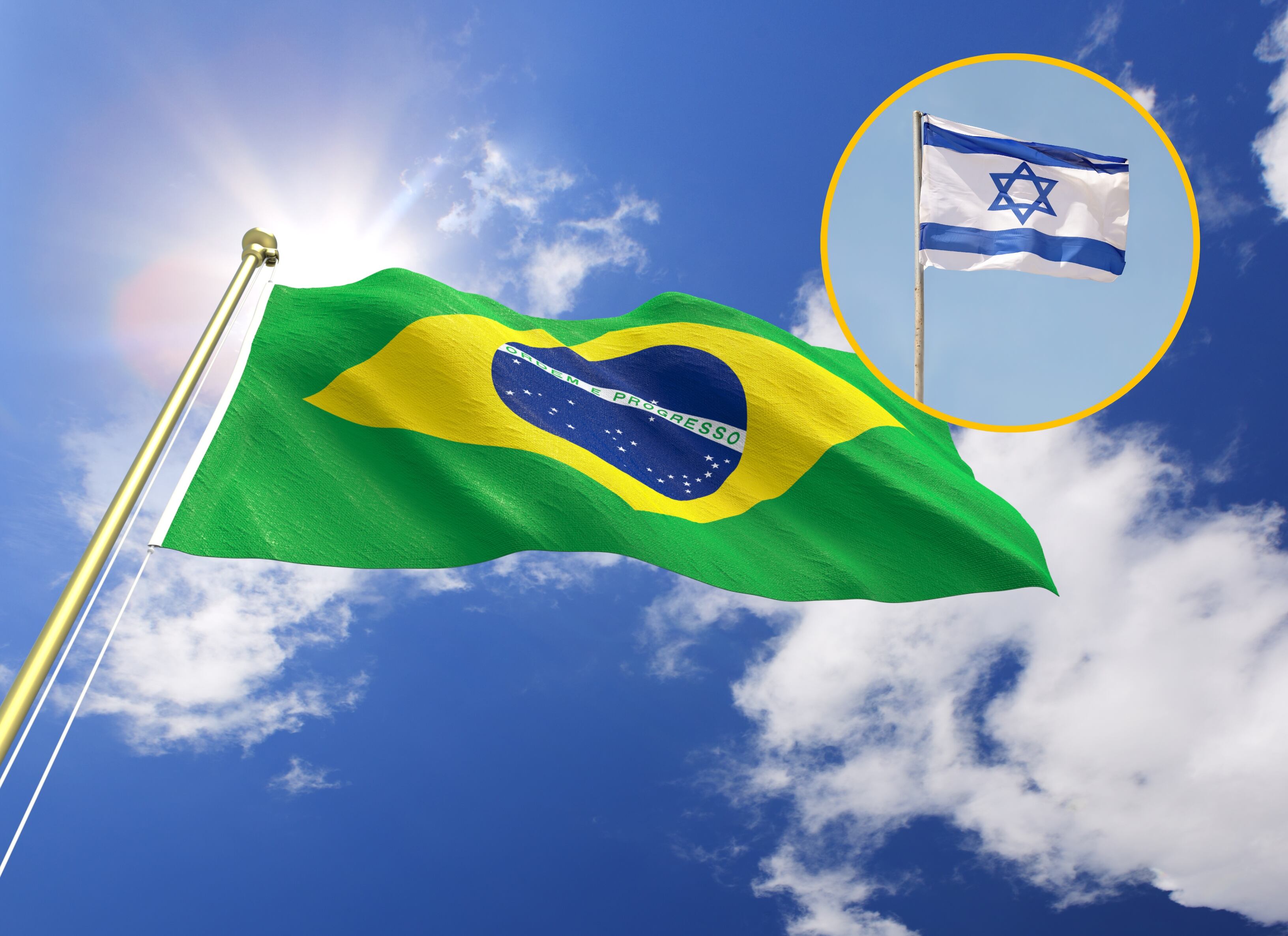 Banderas de Brasil e Israel. Foto: Getty Images. 