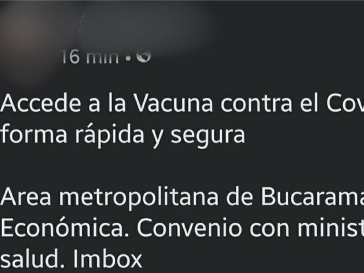 Alertan por estafas de vacuna contra el COVID - 19 en Bucaramanga