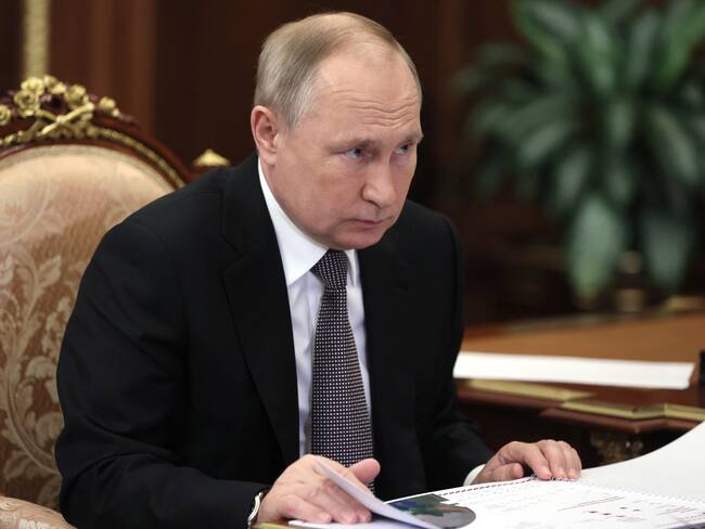 Russian President Vladimir Putin attends a meeting with Governor of the Kamchatka Territory at the Kremlin in Moscow on January 24, 2022. (Photo by Mikhail Metzel and Mikhail METZEL / SPUTNIK / AFP) (Photo by MIKHAIL METZEL/SPUTNIK/AFP via Getty Images)