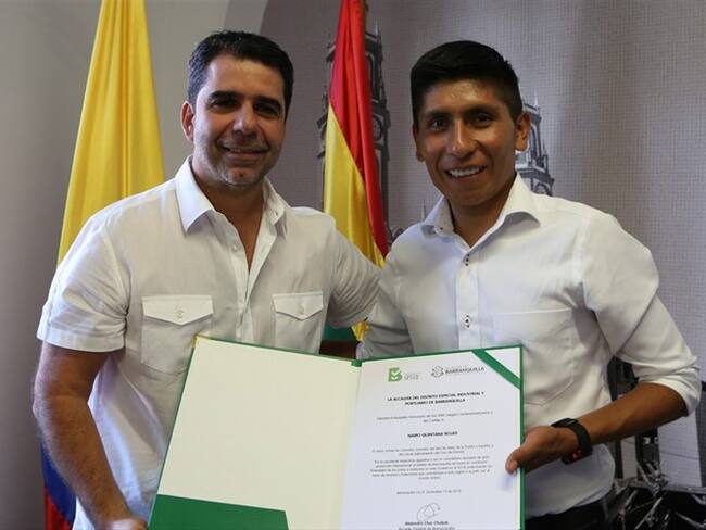 El alcalde de Barranquilla Alejandro Char y  Nairo Quintana . Foto: Silvana Salas Vidal.