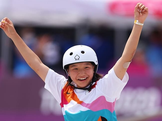 Momiji Nishiya, ganadora del oro olímpico de skate en Tokio 2020. Foto: Patrick Smith/Getty Images