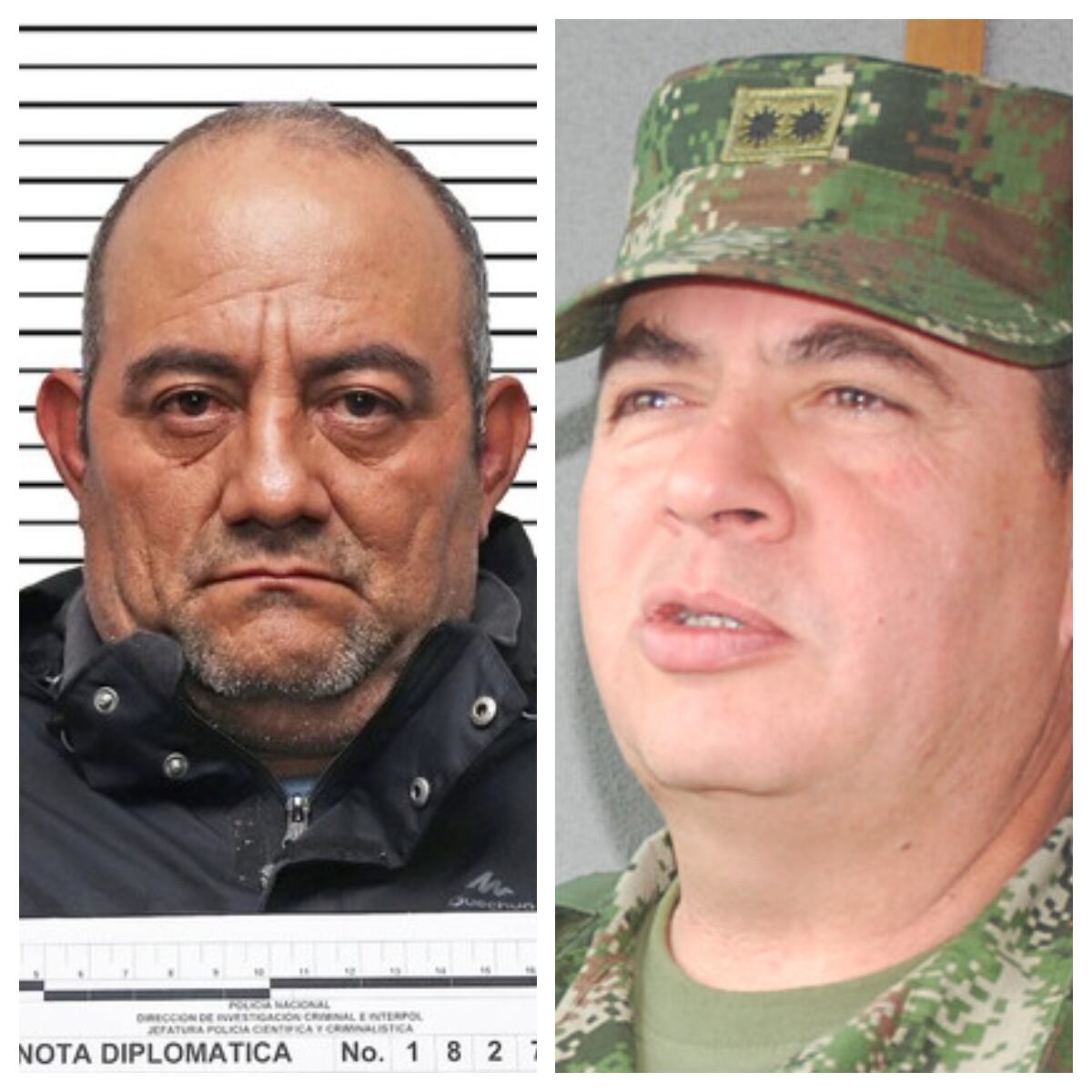 Alias 'Otoniel' y el general Leonardo Barrero.