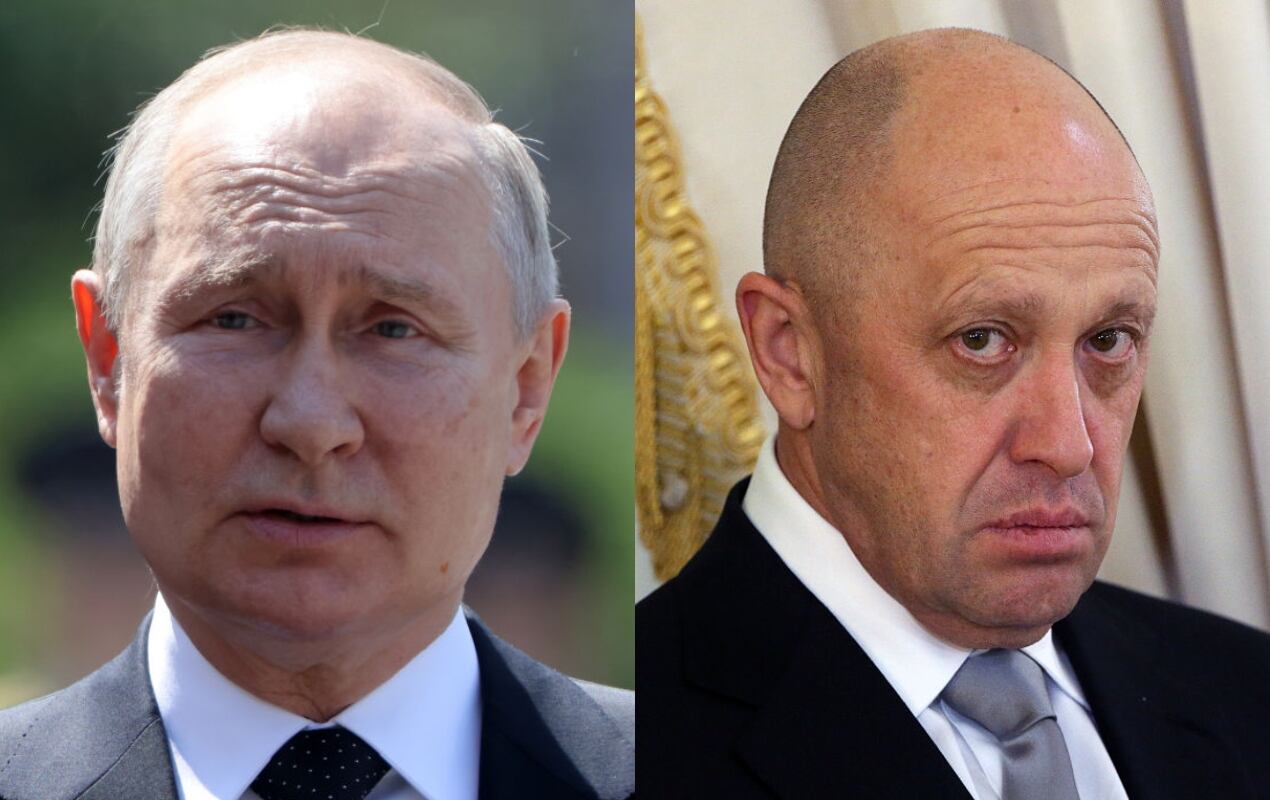 Vladimir Putin, presidente de Rusia y Yevgueni Prigozhin, difunto jefe del Grupo Wagner. Foto: Getty Images.