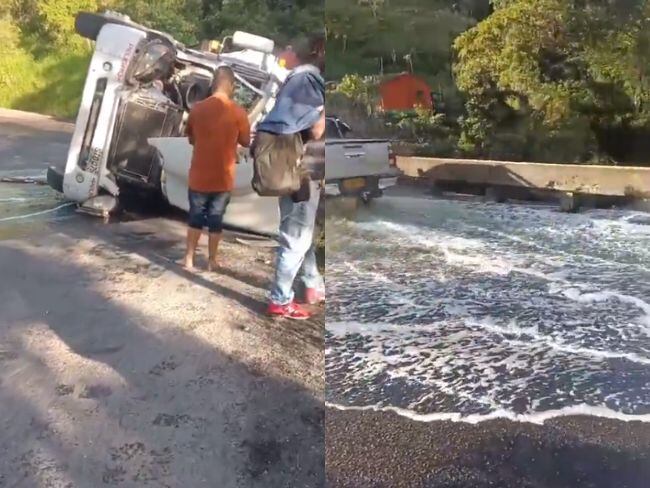 Derrame de ACPM en el río Suárez ocasiona emergencia ambiental en Santander. Fotos: Suministradas