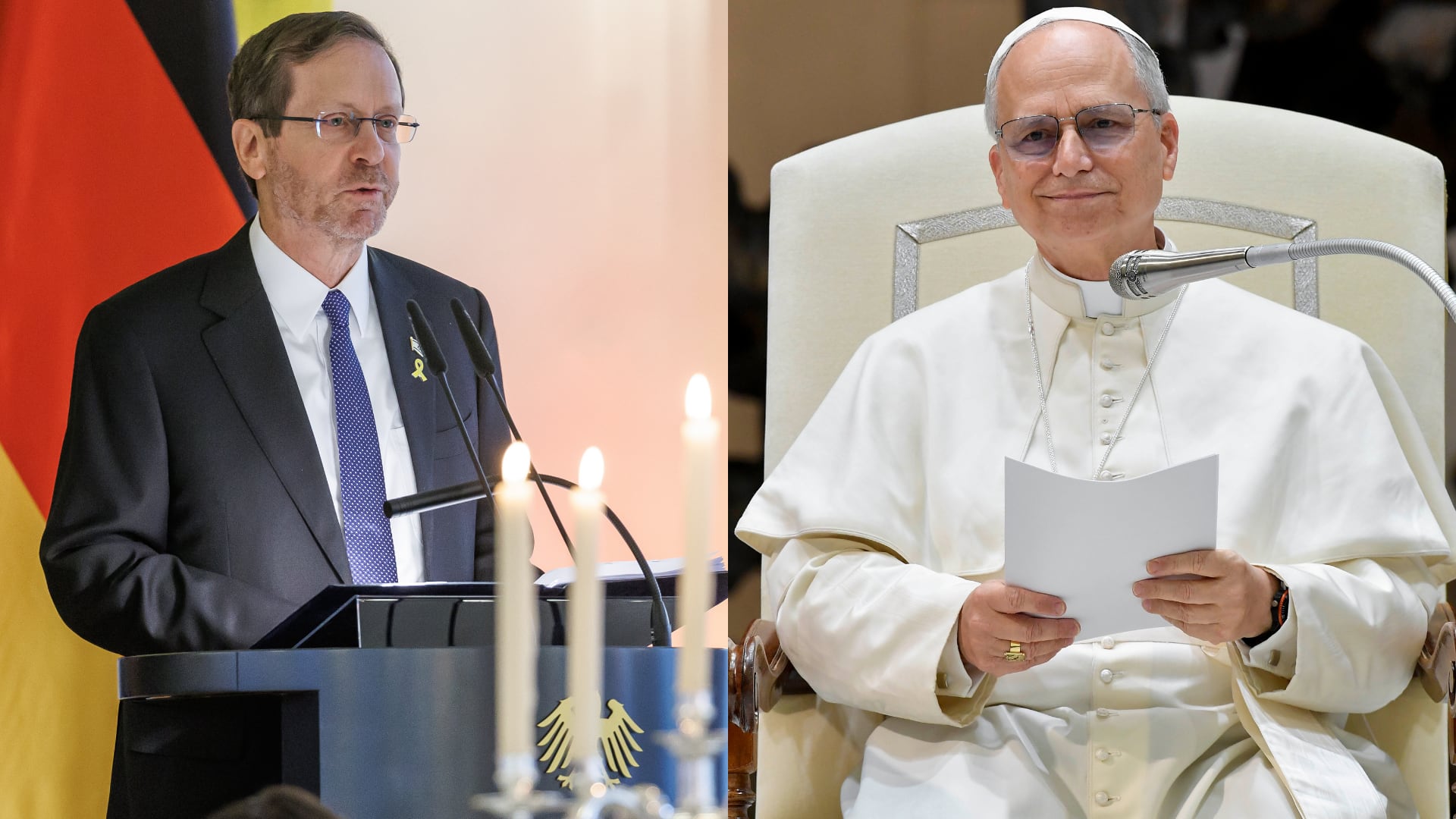 Isaac Herzog. Foto: Andreas Gora - Pool/Getty Images - León XIV. Foto: