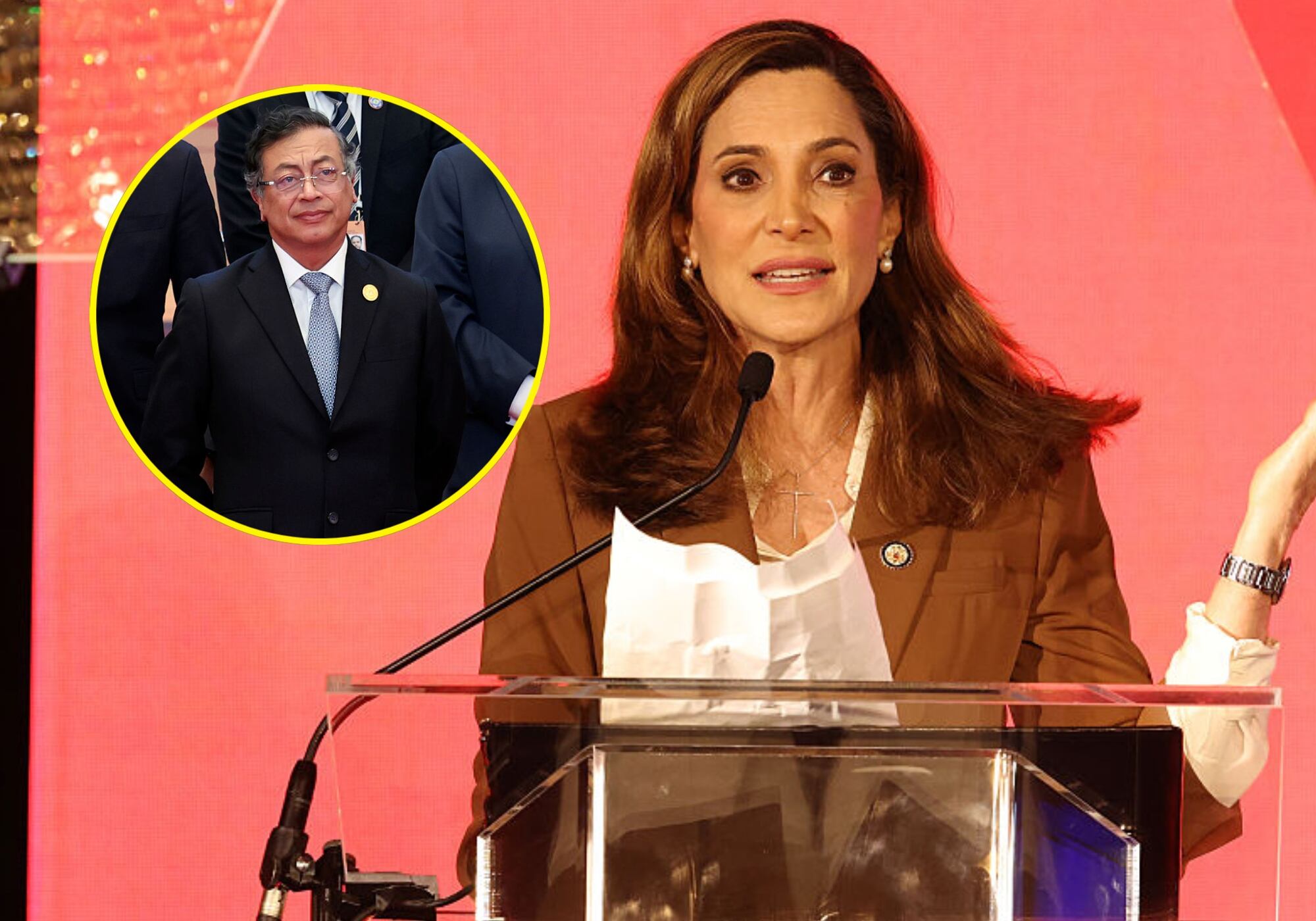 María Elvira Salazar y Gustavo Petro. Foto: Getty Images.