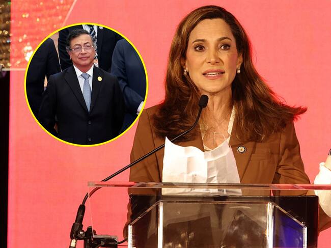 María Elvira Salazar y Gustavo Petro. Foto: Getty Images.