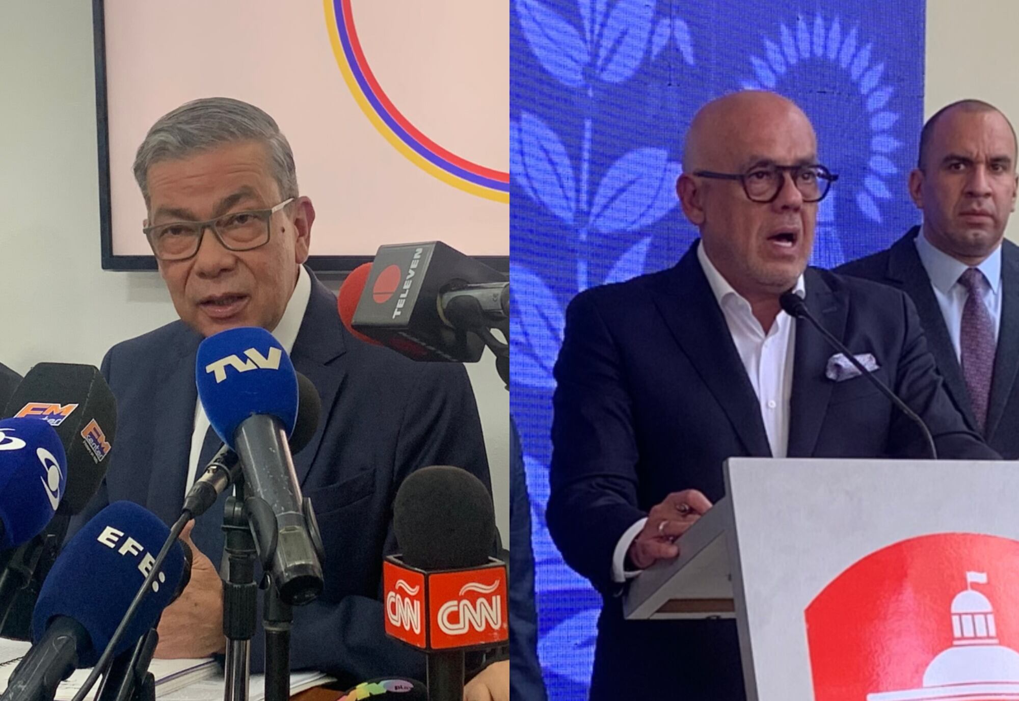 Delegación de la oposición encabezada por Gerardo Blyde (izquierda) y delegación del gobierno, encabezada por Jorge Rodríguez (derecha). | Fotos: Gabriela González / W RADIO