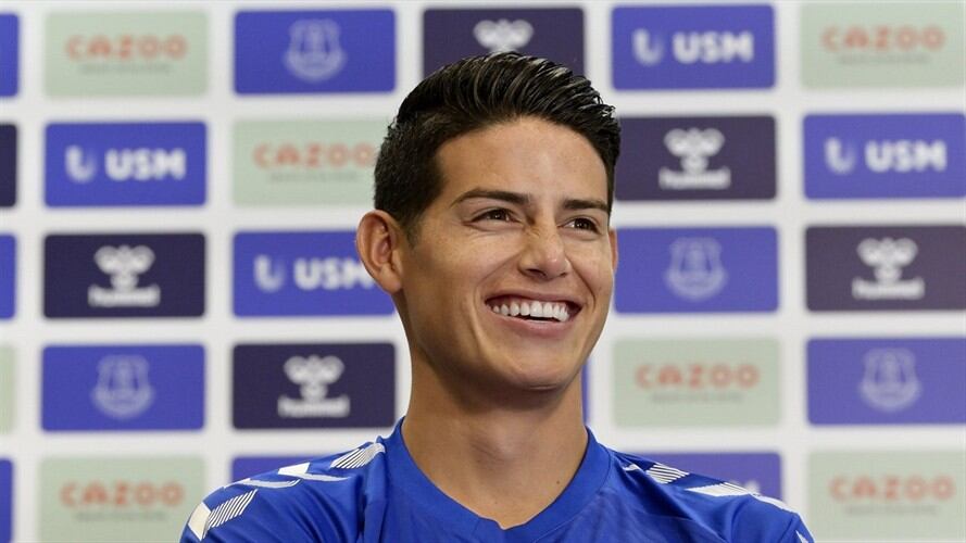 James Rodríguez cuando fue presentado en el Everton de Inglaterra. Foto: Colprensa