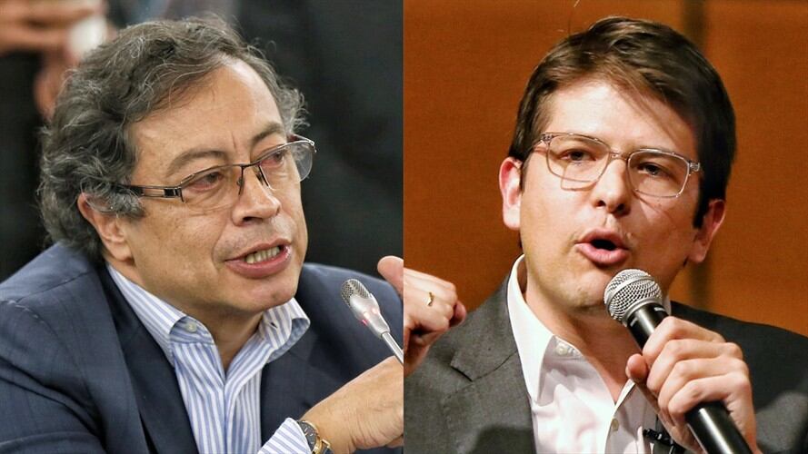 Senador Gustavo Petro y excandidato a la alcaldía de Bogotá Miguel Uribe. Foto: Colprensa - Camila Díaz