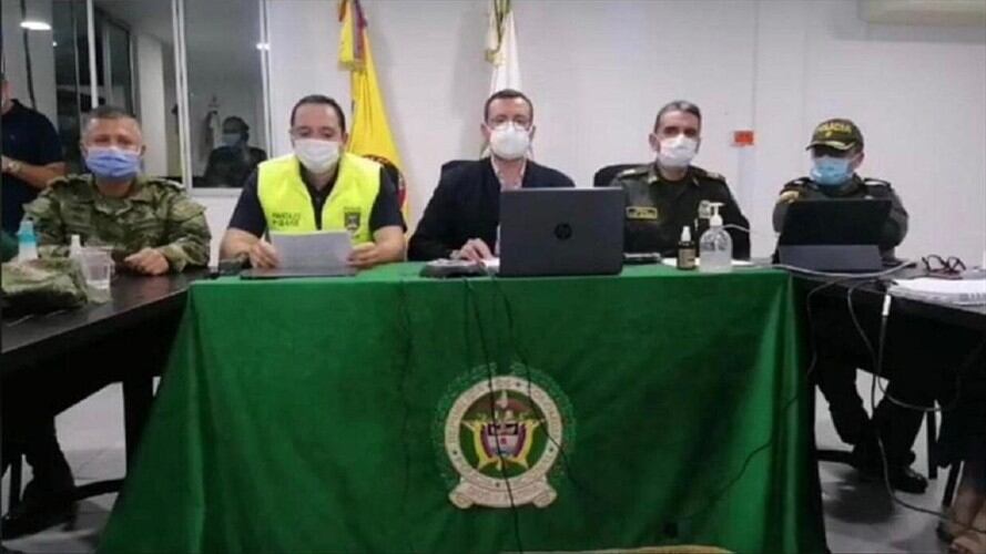 Autoridades de Manizales y Caldas, tomaron medidas tras alteración del orden público. Foto: Tomada del Facebook Live de la Gobernación de Caldas.