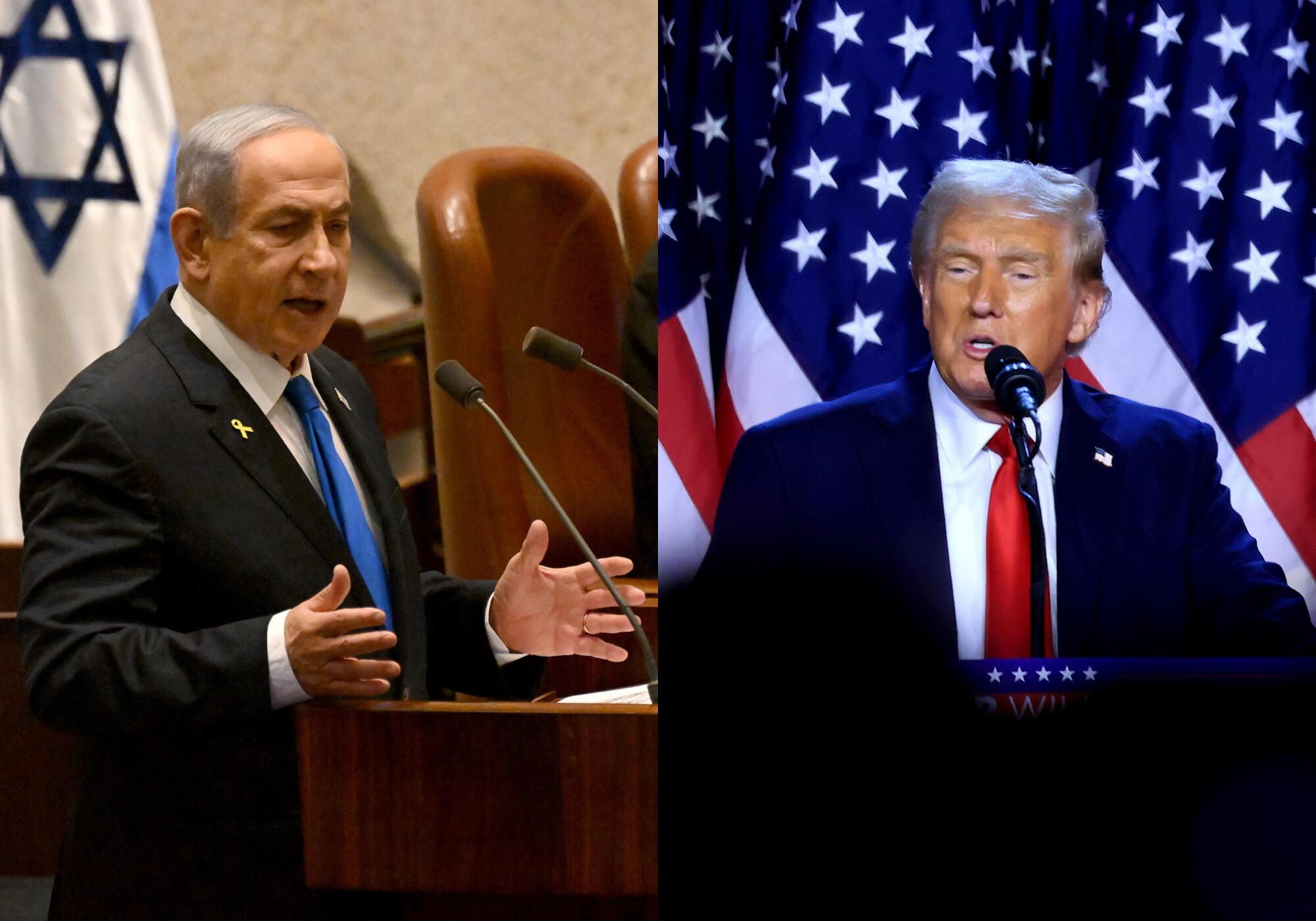 El primer ministro israelí, Benjamin Netanyahu, y el reelegido presidente de Estados Unidos, Donald Trump. (EFE)