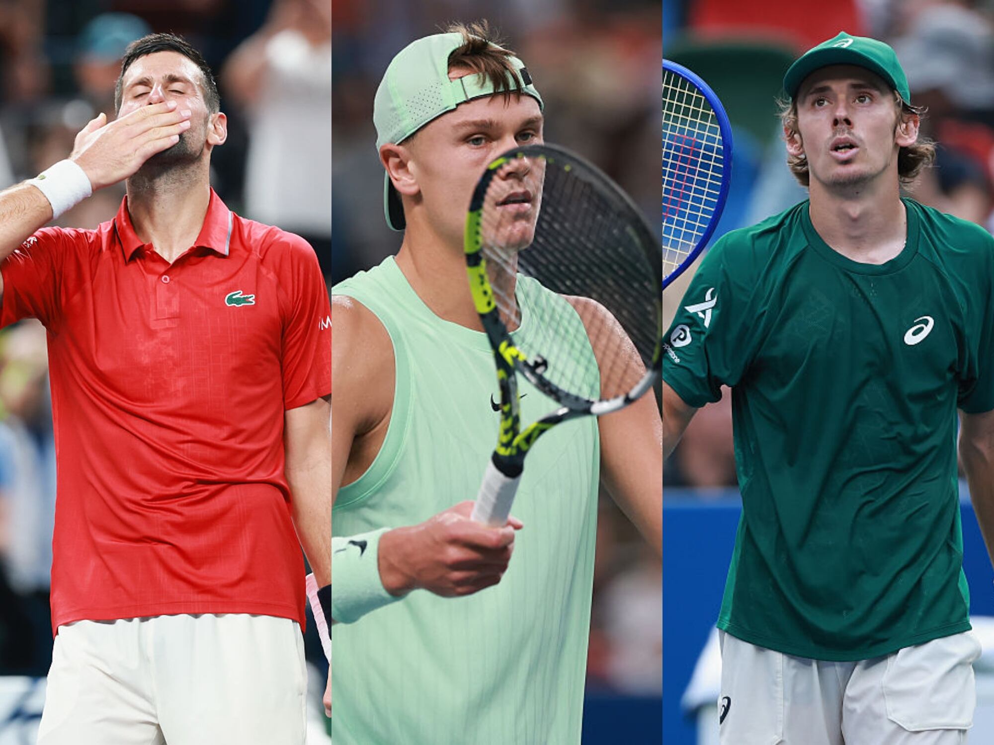 Djokovic, De Minaur y Rune. Fotos: Getty Images.
