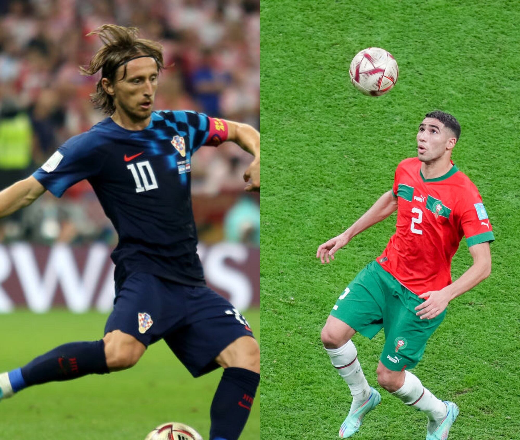 Luka Modric (Croacia) y Achraf Hakimi (Marruecos). Foto: Getty Images