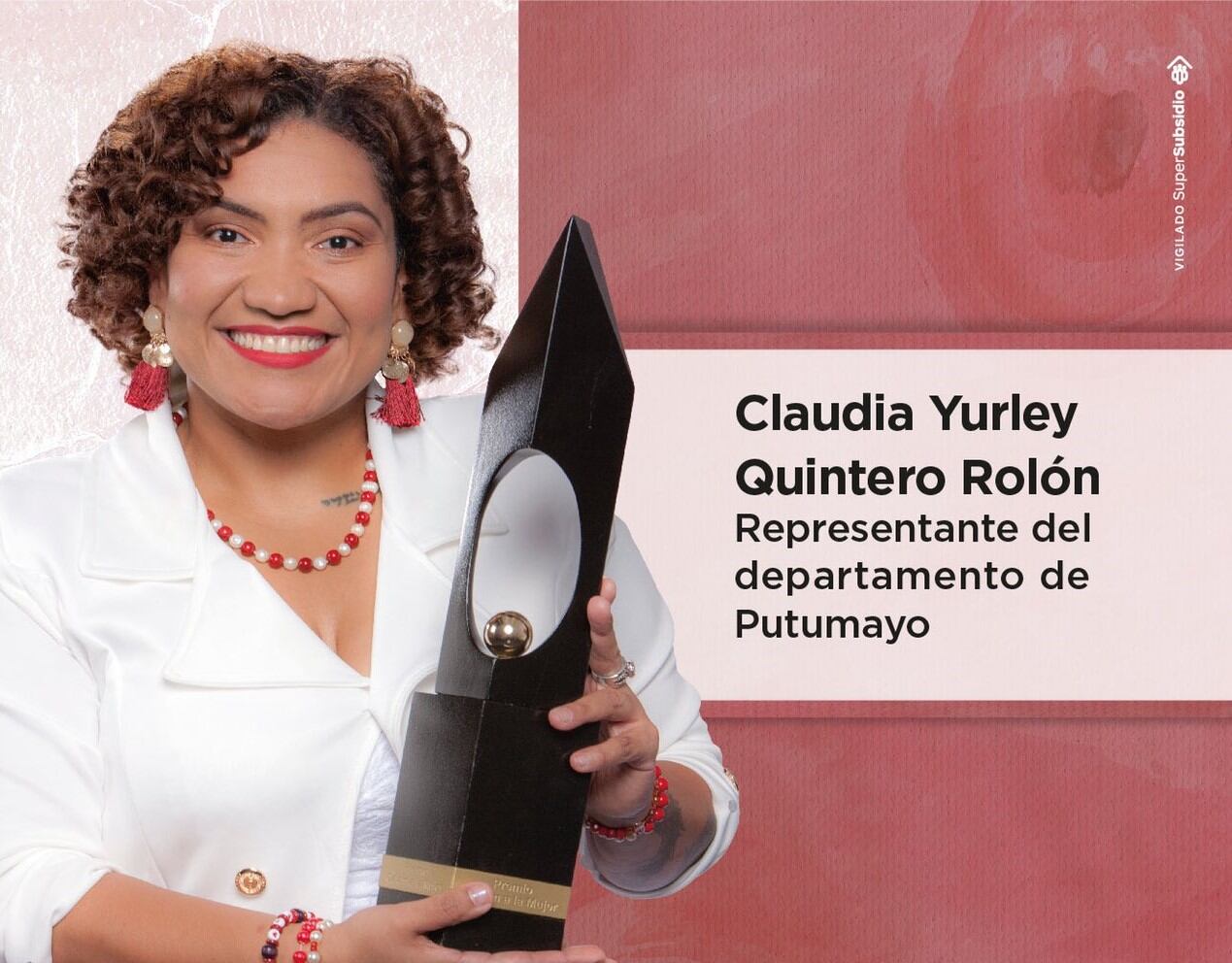 Claudia Yurley Quintero, mujer Cafam 2022. Foto: Twitter @PremioCafam