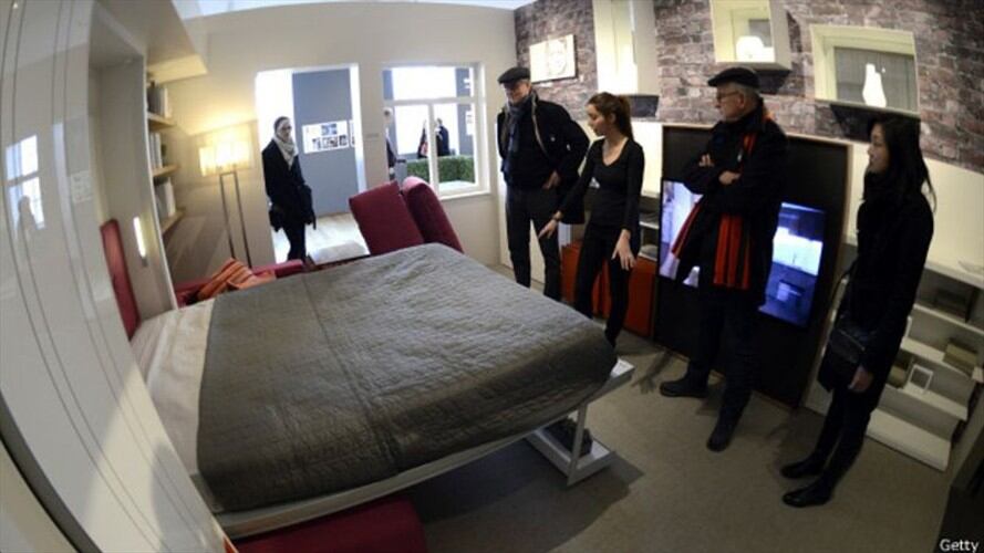 En micro-apartamentos como éste, mostrado en Nueva York, el diseño es clave. Foto: BBC Mundo