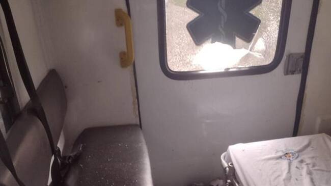 Ataque a ambulancia en Pereira. Foto: Suministrada (Gobernación de Risaralda)