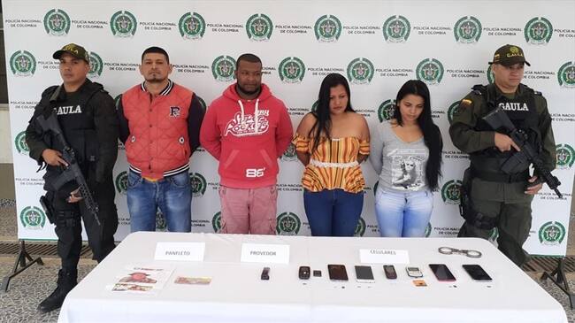 Los capturados son alias Iván, Valentierra, Marisol Cometa y Fer. Foto: Policía Nacional
