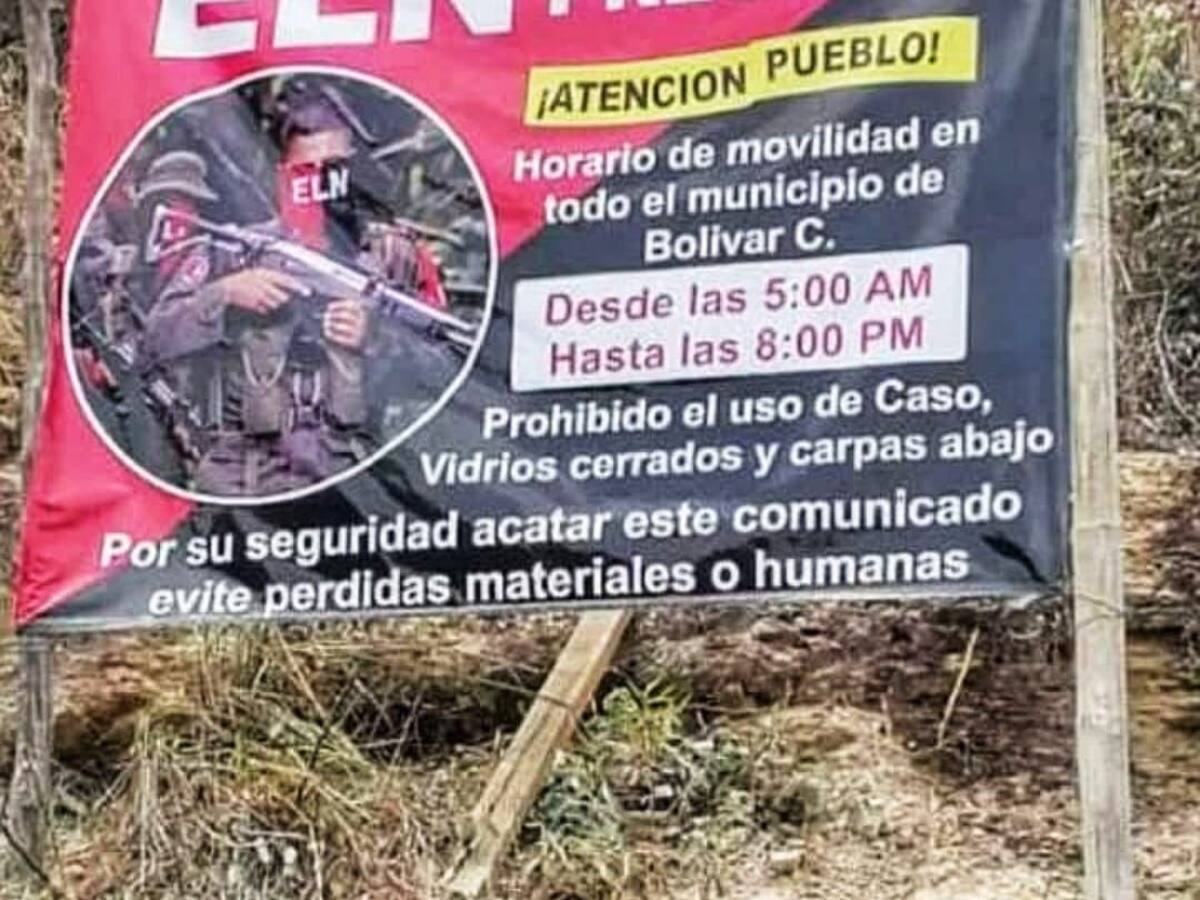 Ejército destruyó valla instalada por el ELN en Bolívar, Cauca