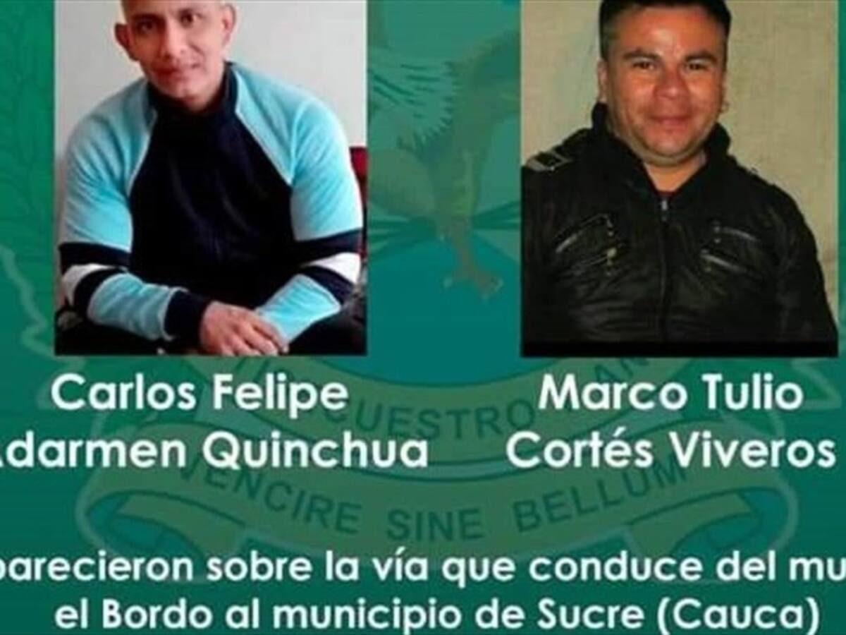 Un mes completan desaparecidos dos líderes en el sur del Cauca