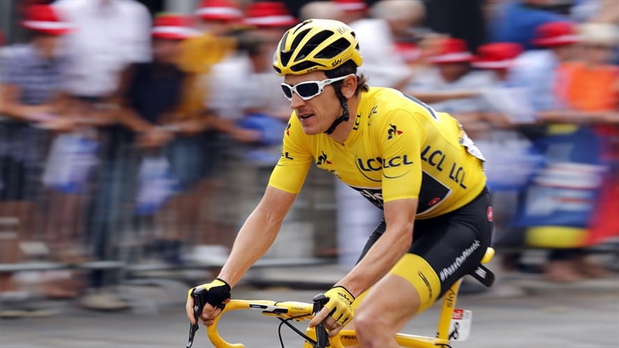 Thomas, que era octavo en la clasificación general de la Vuelta a Suiza, a 28 segundos del líder, el eslovaco Peter Sagan. Foto: Associated Press - AP.