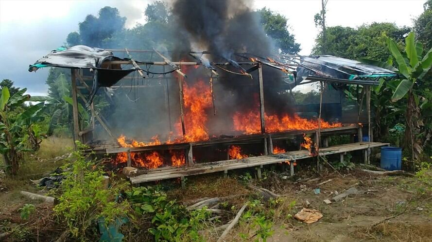 Destruyen dos laboratorios para procesar cocaína en Cauca. Foto: Armada Nacional