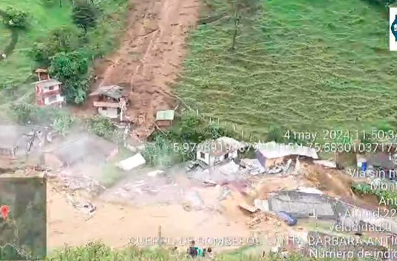 Avalancha en Montebello, Antioquia. Foto: captura de pantalla de video.