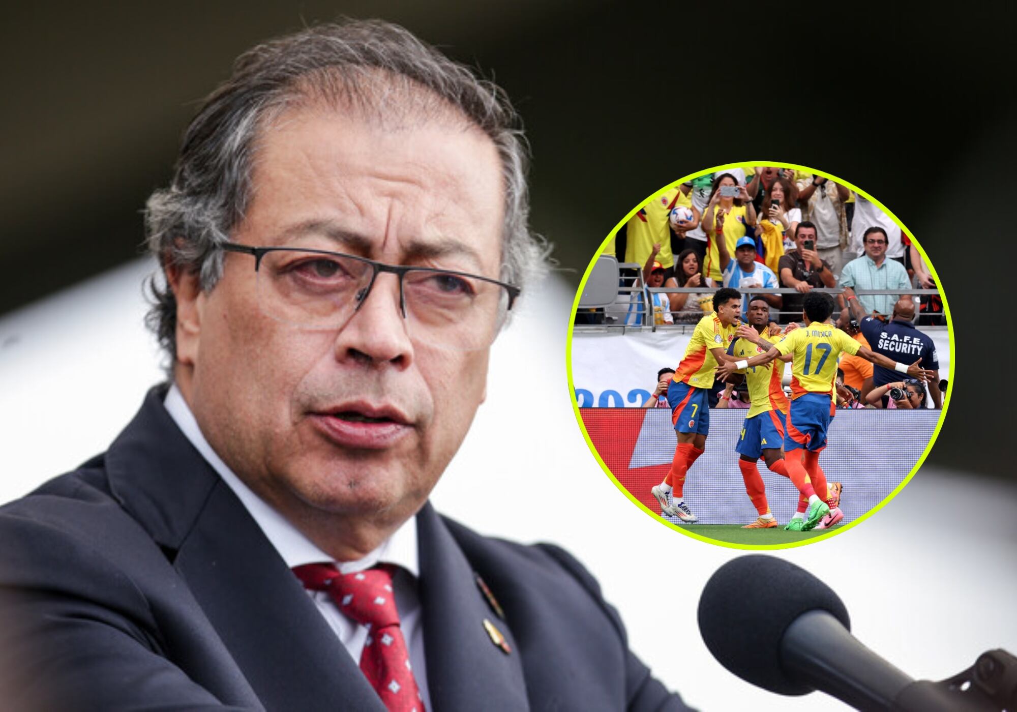 Gustavo Petro y Selección Colombia. Foto: (Colprensa - Mariano Vimos) / (Photo by CHRIS CODUTO/AFP via Getty Images)