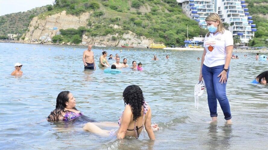 Inició la reapertura de playas en Santa Marta. Foto: Alcaldía de Santa Marta