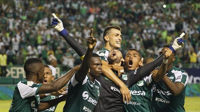 Camilo Vargas celebra su gol ante millonarios. El 3ro de su vida profesional. Foto: Colprensa