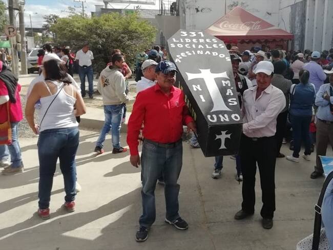 Con una marcha rechazan homicidios y amenazas a líderes sociales en Cauca. Foto: Cortesía Alberto Gutiérrez