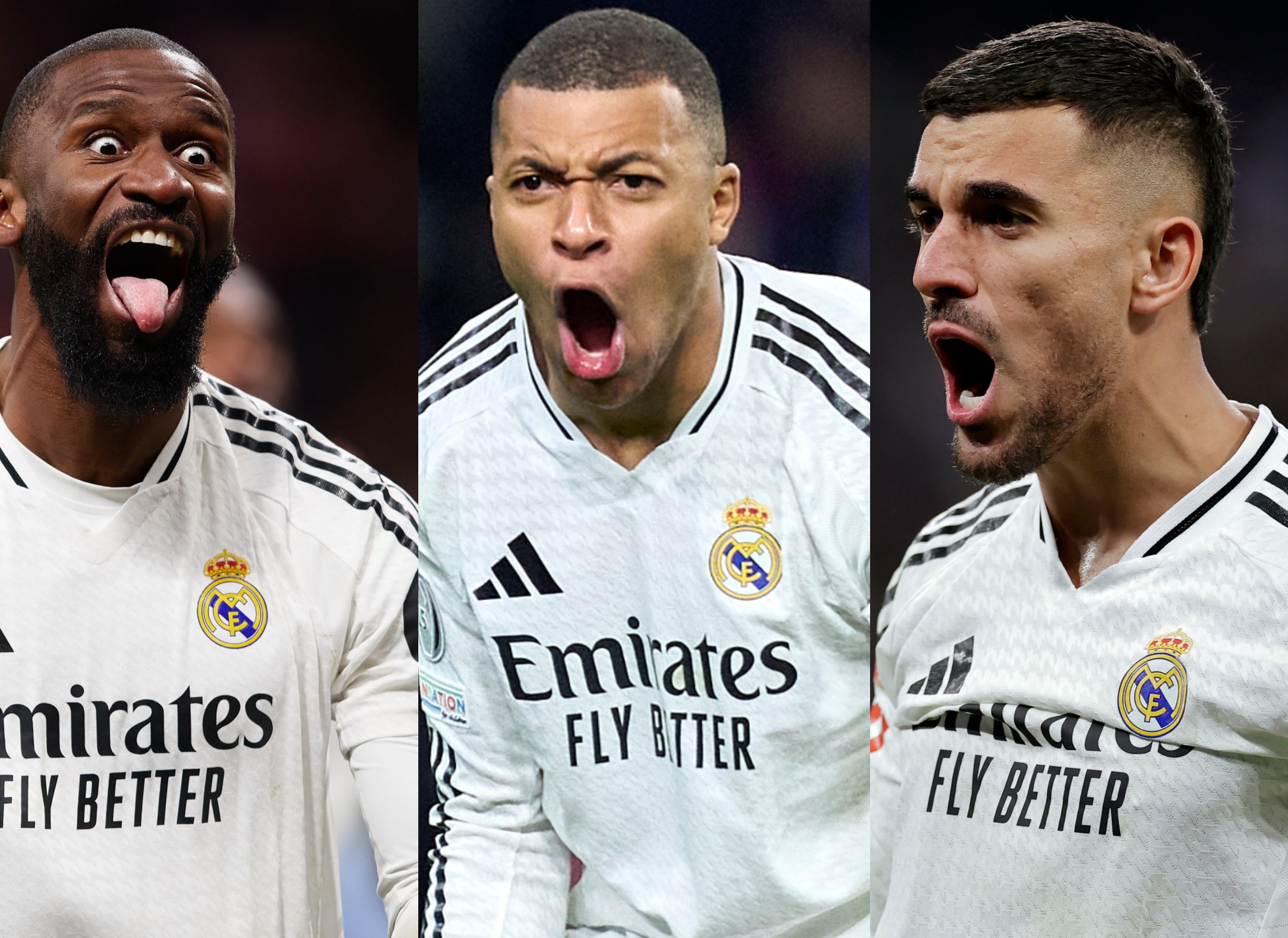 Antonio Rudiger, Kylian Mbappé y Dani Ceballos del Real Madrid. FOTOS: Getty Images