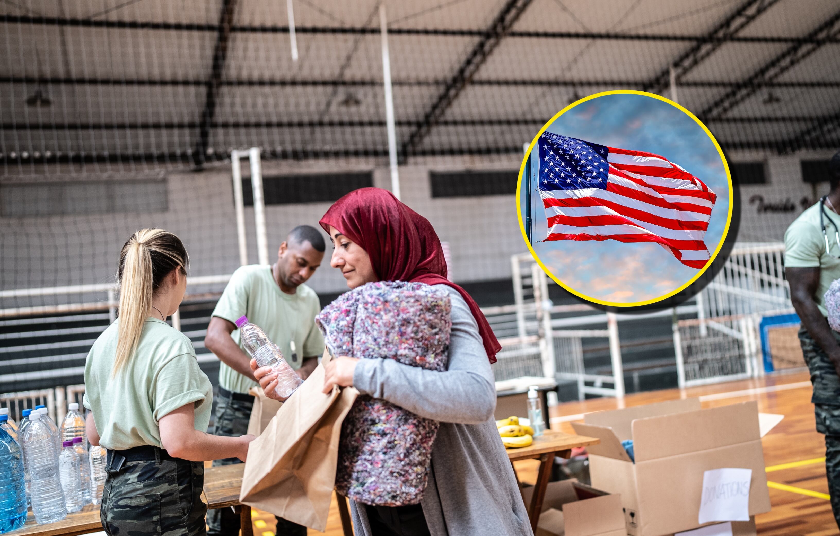 Referente de refugio para inmigrantes y bandera de EE.UU. Foto: FG Trade/ Roberto Machado Noa vía Getty Images. 