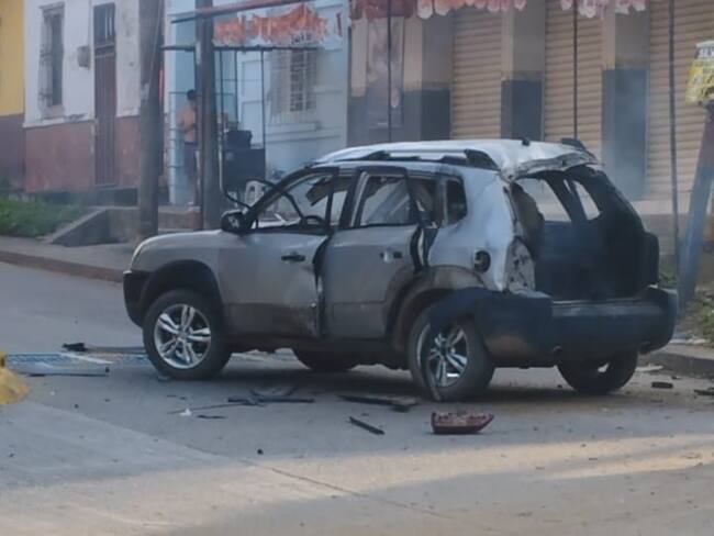 Explosión de carrobomba en el corregimiento de Robles. Foto: Alcaldía de Jamundí
