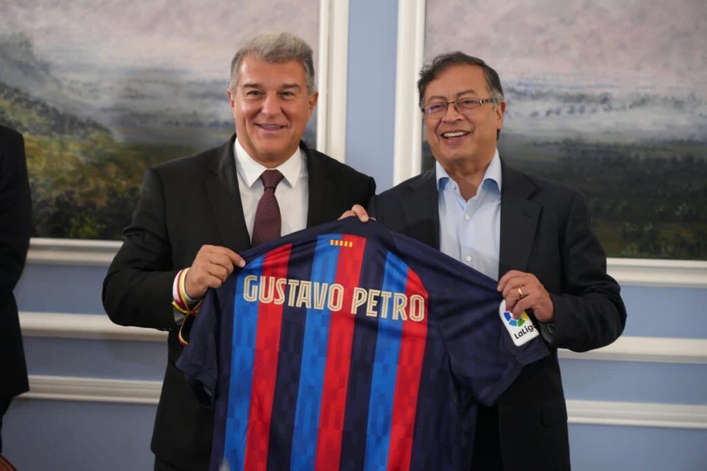 Joan Laporta y Gustavo Petro. Foto: Presidencia
